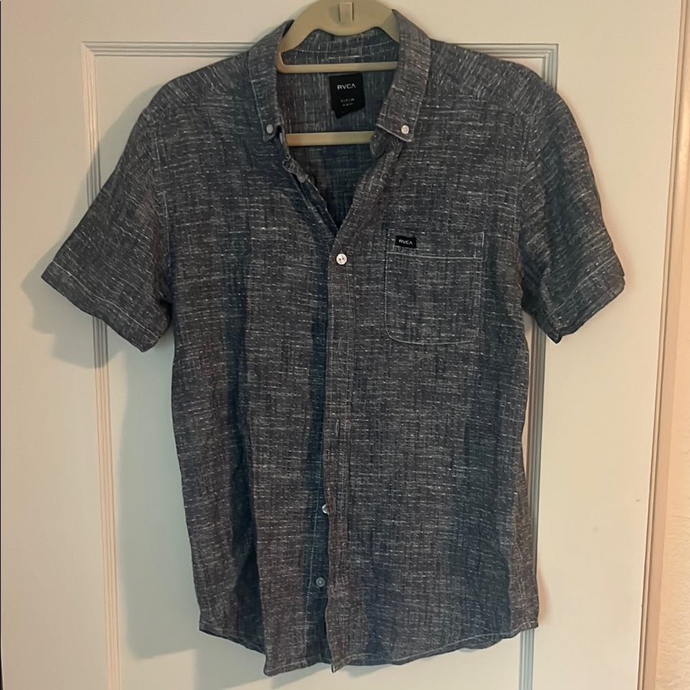 RVCA Blue Casual Button Down Shirt Short Sleeve small